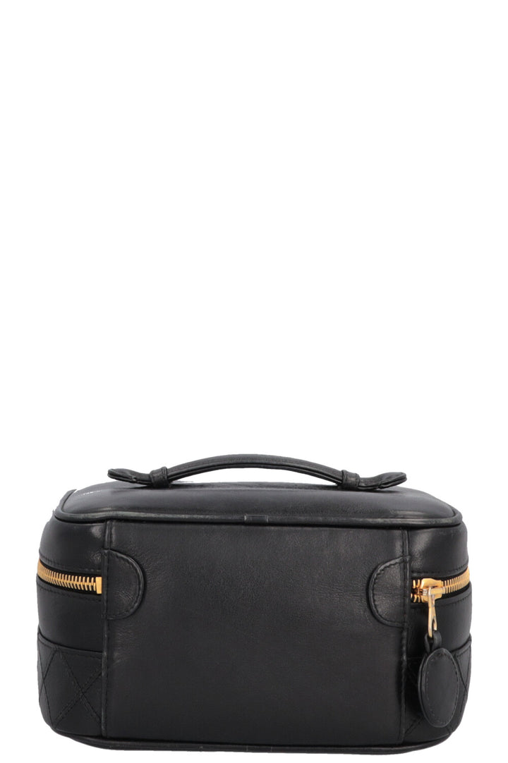 CHANEL Quilted Beauty Case Leather Black