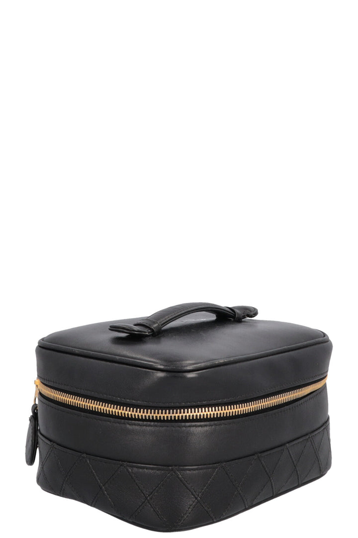 CHANEL Quilted Beauty Case Leather Black