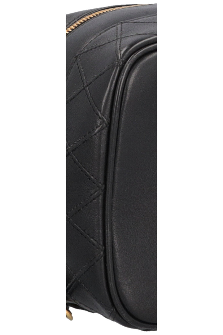 CHANEL Quilted Beauty Case Leather Black