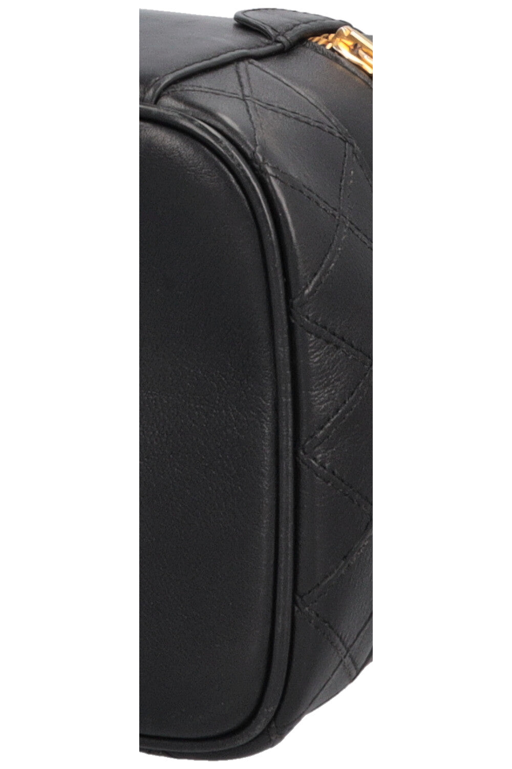 CHANEL Quilted Beauty Case Leather Black