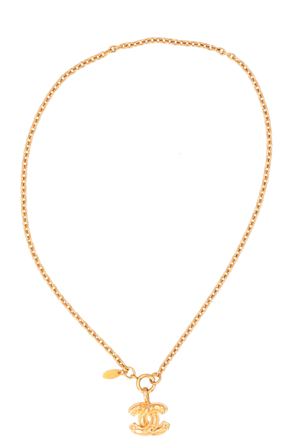 CHANEL Quilted CC Necklace Gold