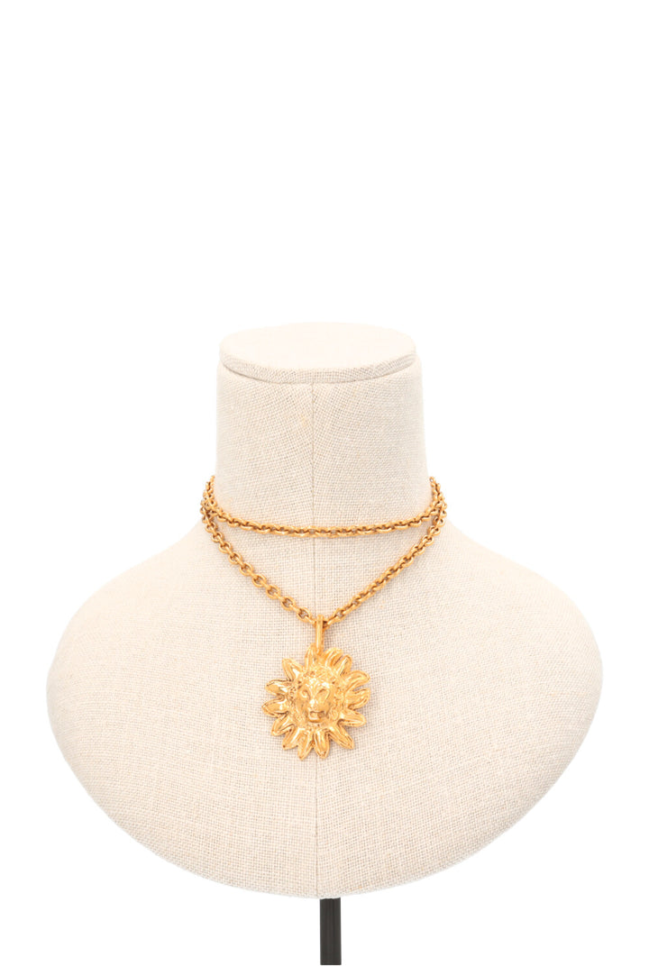 CHANEL Lion Head Sun Necklace Gold