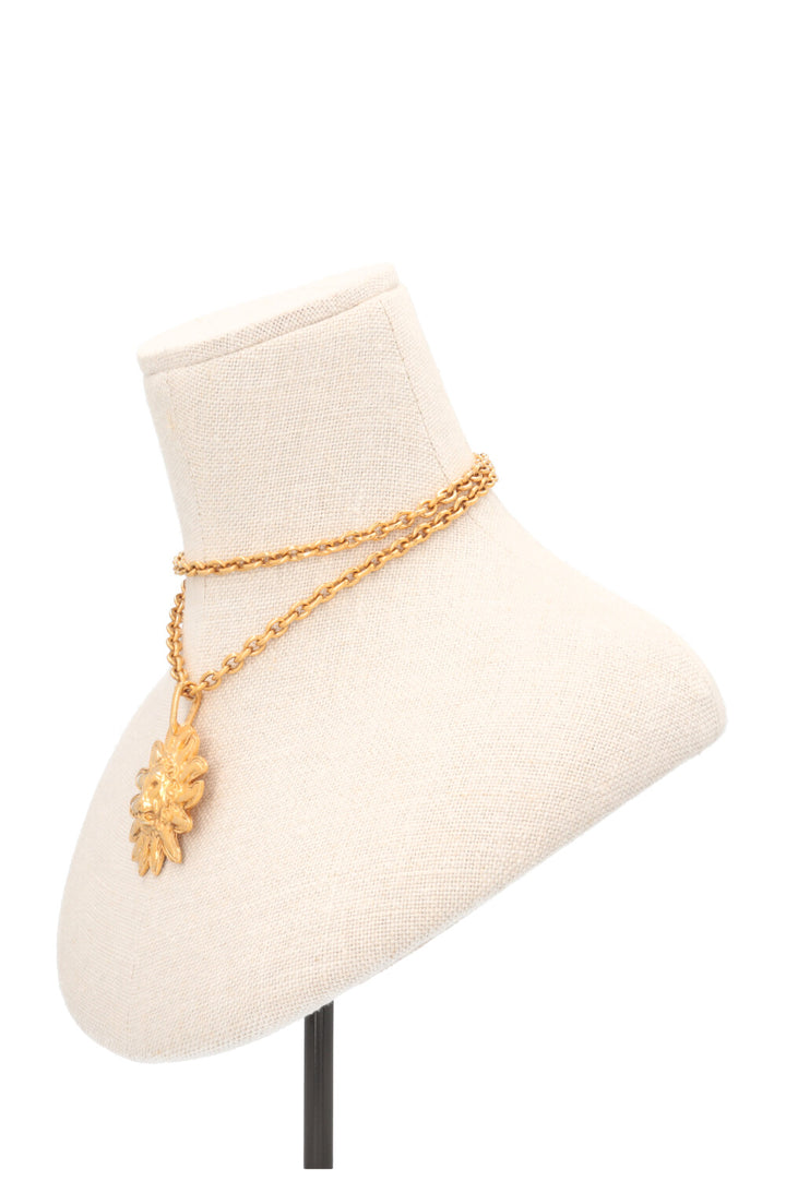 CHANEL Lion Head Sun Necklace Gold