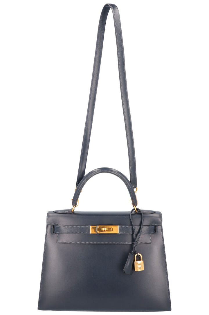 HERMÈS Kelly 28 Box Sellier Midnight Blue