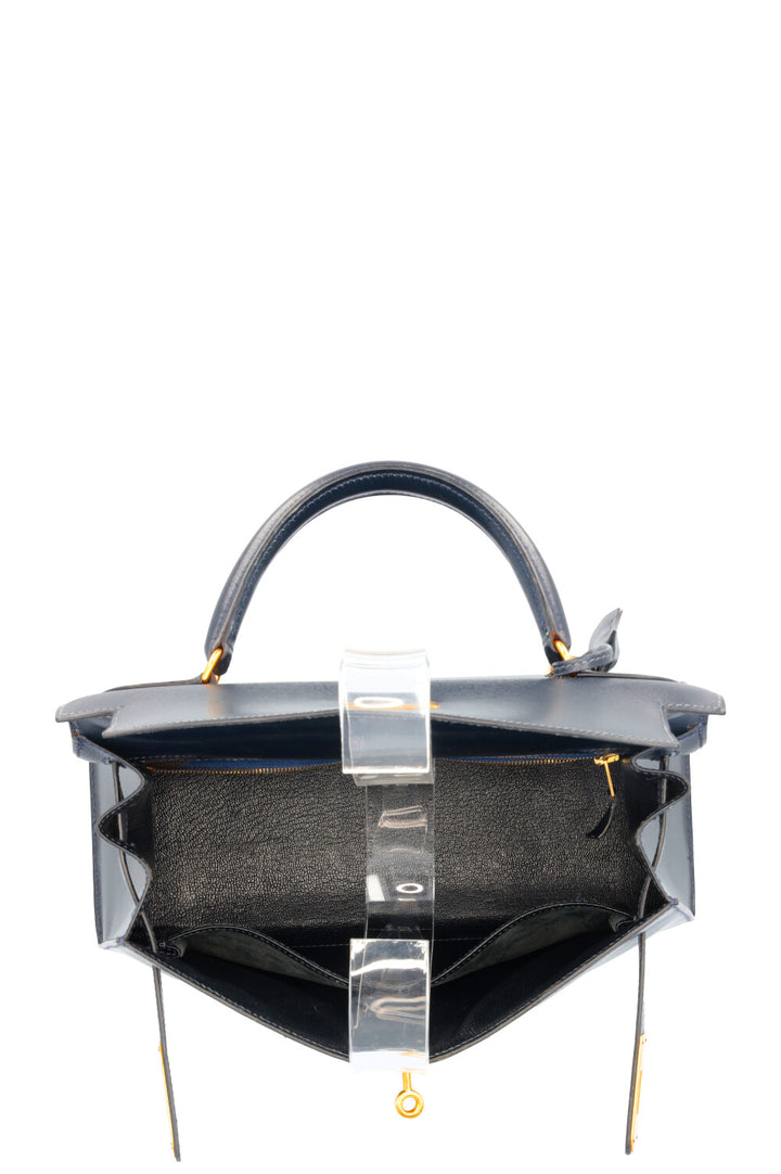 HERMÈS Kelly 28 Box Sellier Midnight Blue