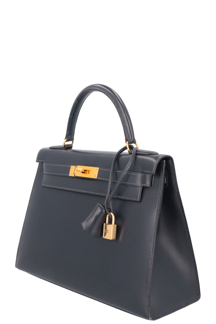 HERMÈS Kelly 28 Box Sellier Midnight Blue