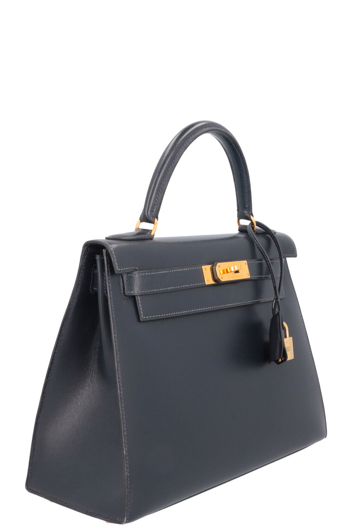HERMÈS Kelly 28 Box Sellier Midnight Blue