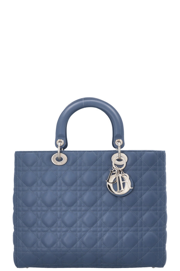 CHRISTIAN DIOR Large Lady Dior Cannage Blue