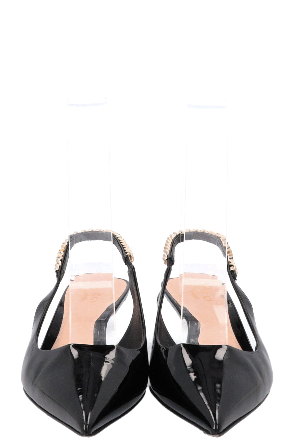 GUCCI Signoria Slingback Heels Patent Black