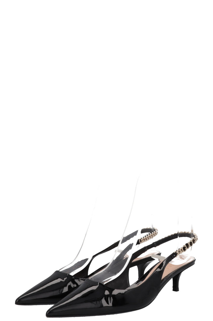 GUCCI Signoria Slingback Heels Patent Black