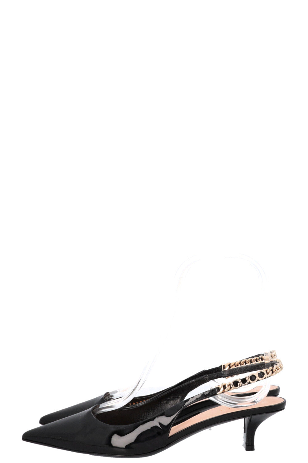 GUCCI Signoria Slingback Heels Patent Black