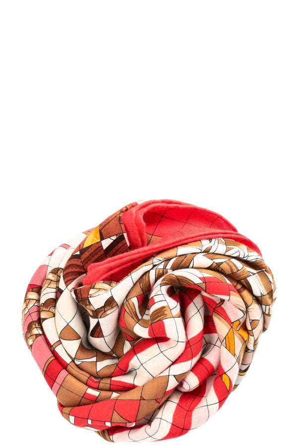 HERMÈS Coaching Déjà-vu 140 Scarf Red Cashmere Silk