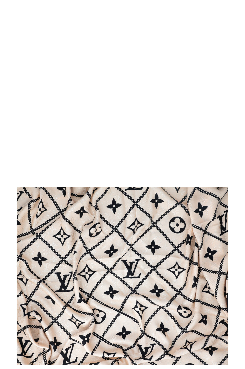 LOUIS VUITTON Scarf MNG Silk Wool Black Beige