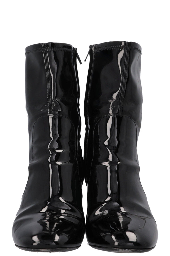 LOUIS VUITTON Silhouette Ankle Boots Patent Black