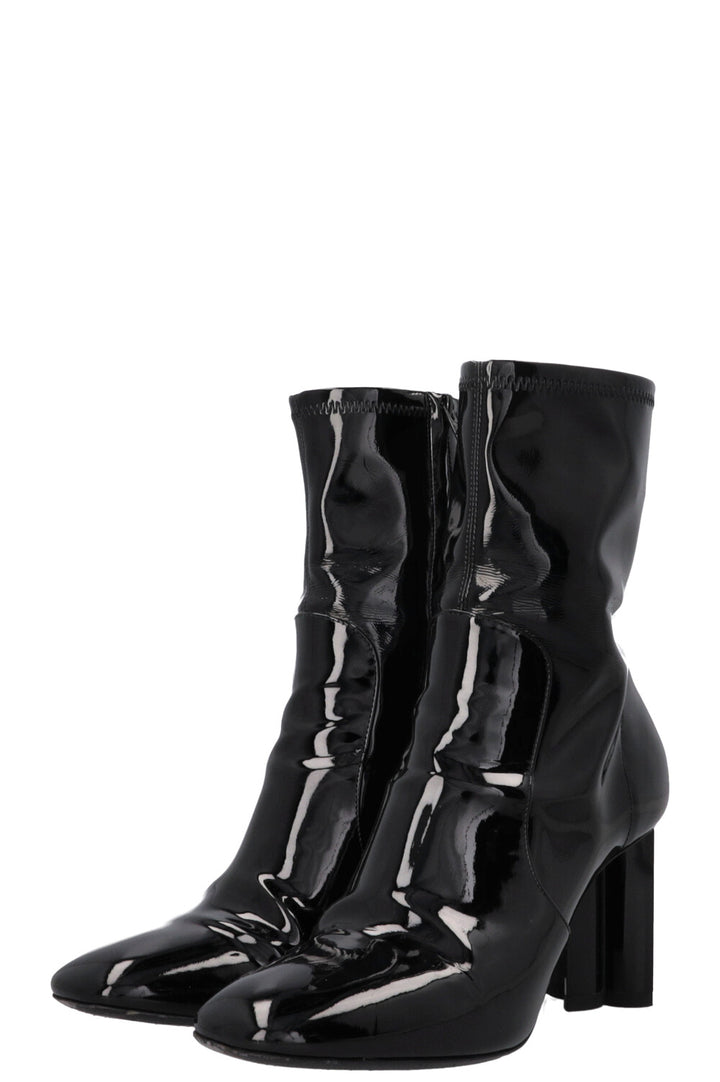 LOUIS VUITTON Silhouette Ankle Boots Patent Black