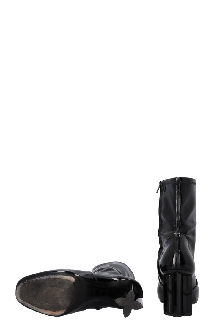 LOUIS VUITTON Silhouette Ankle Boots Patent Black