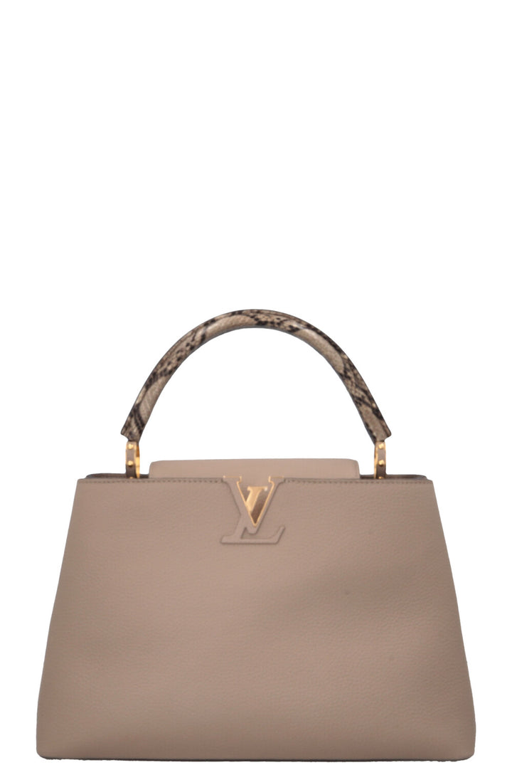 LOUIS VUITTON Capucines GM Python Top Handle Bag Taupe