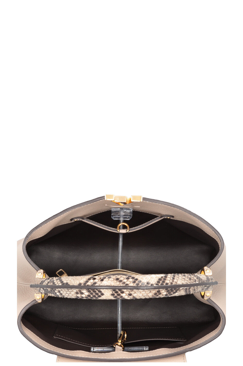LOUIS VUITTON Capucines GM Python Top Handle Bag Taupe