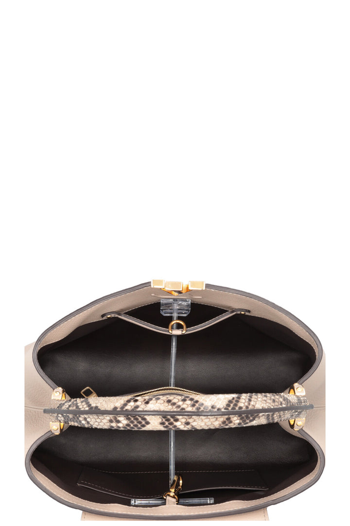 LOUIS VUITTON Capucines GM Python Top Handle Bag Taupe