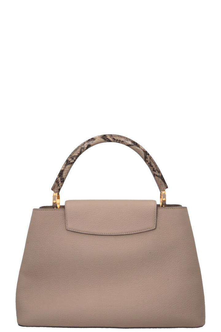 LOUIS VUITTON Capucines GM Python Top Handle Bag Taupe