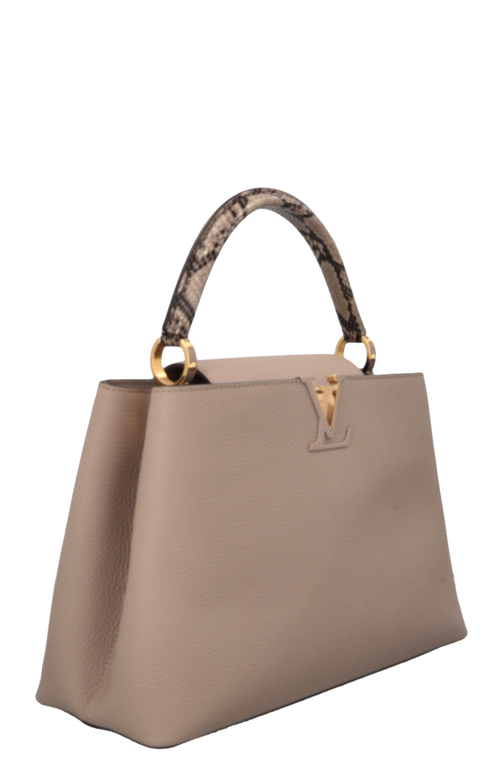 LOUIS VUITTON Capucines GM Python Top Handle Bag Taupe