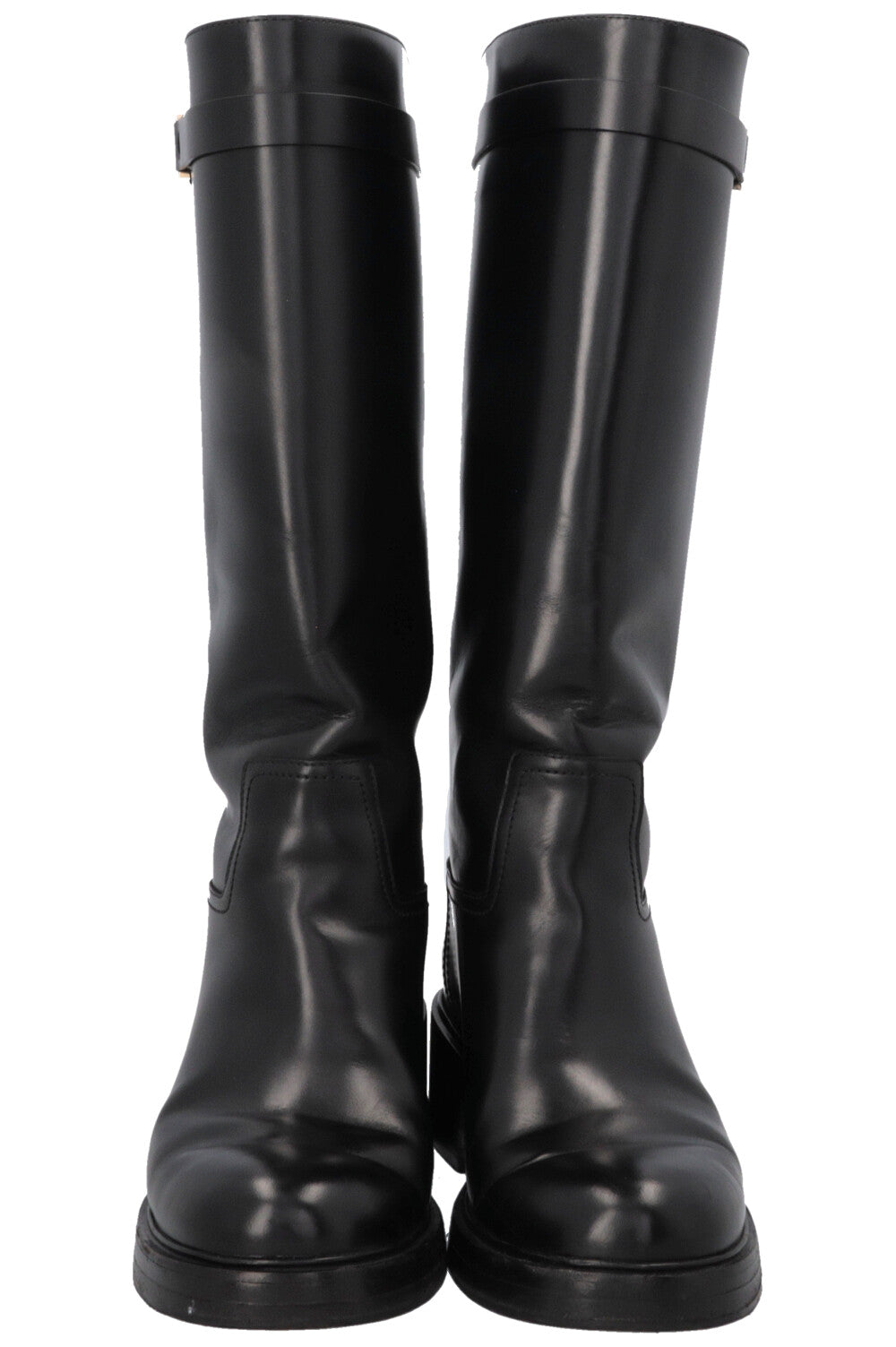 SALVATORE FERRAGAMO Buckled Knee High Boots Black – REAWAKE