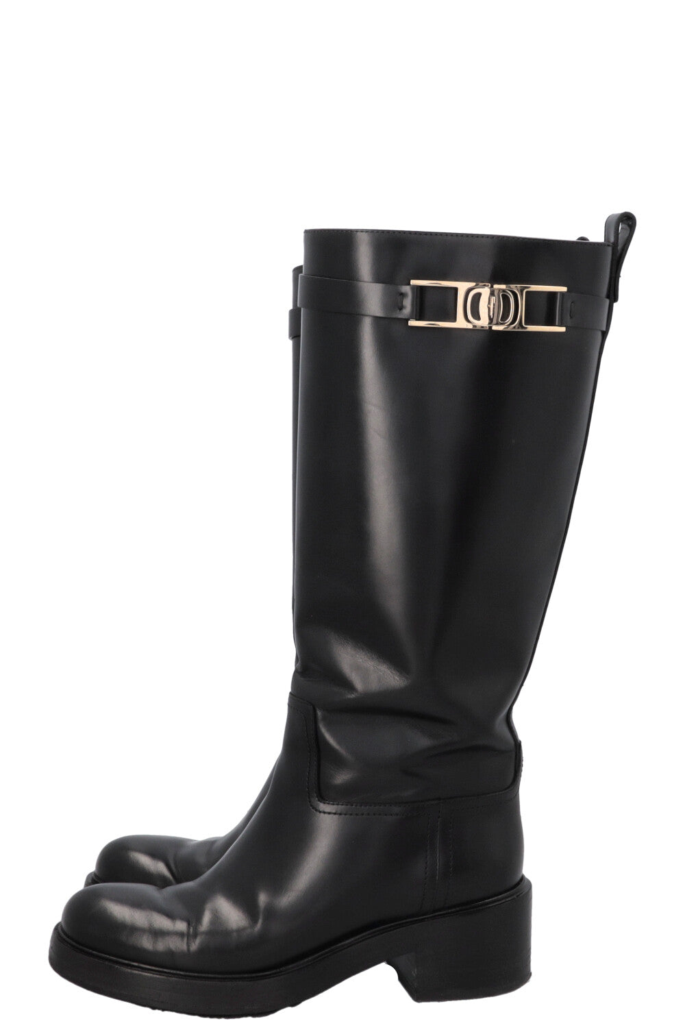 SALVATORE FERRAGAMO Buckled Knee High Boots Black