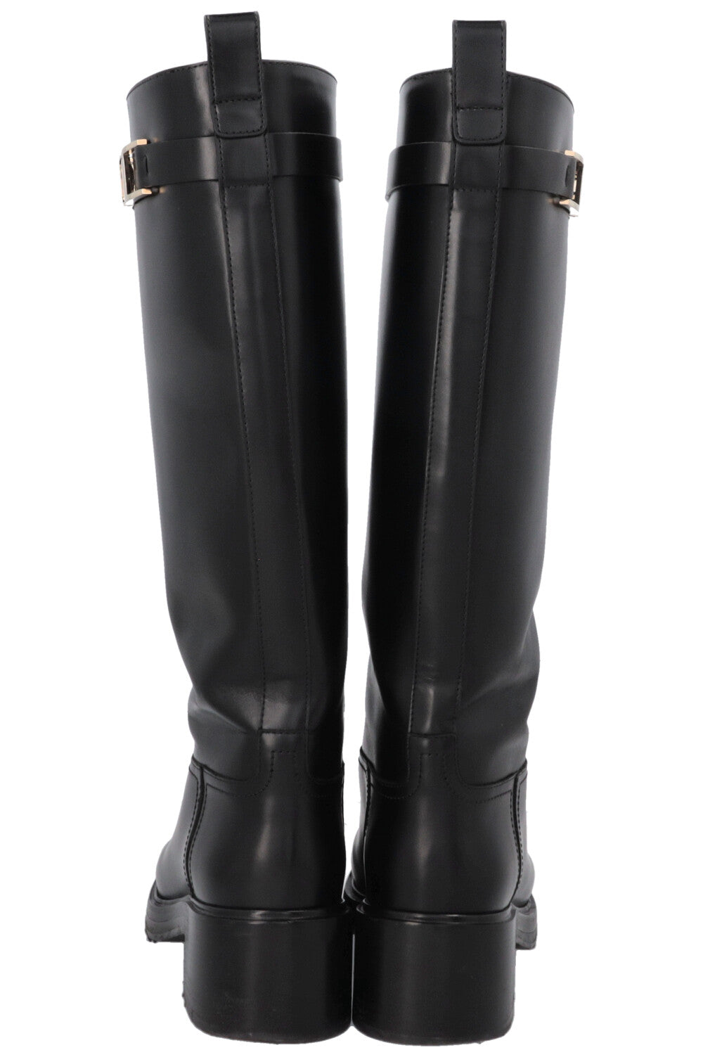 SALVATORE FERRAGAMO Buckled Knee High Boots Black