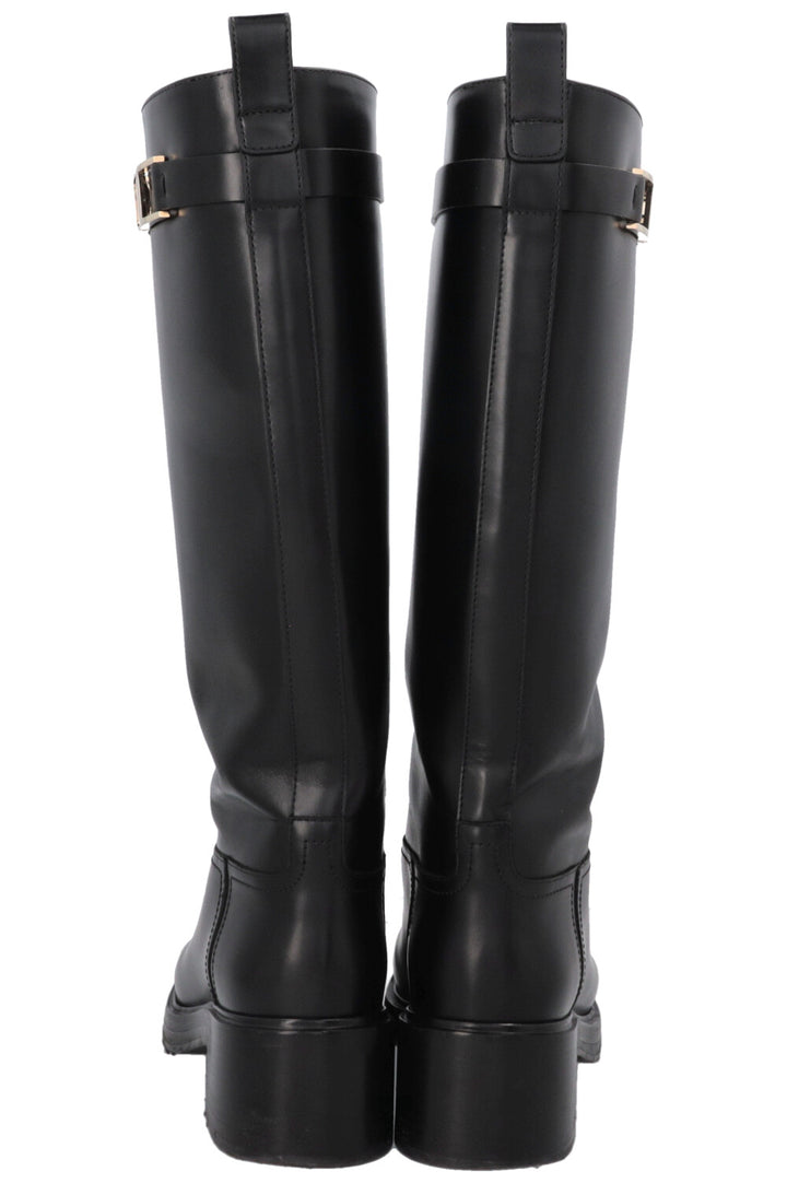 SALVATORE FERRAGAMO Buckled Knee High Boots Black