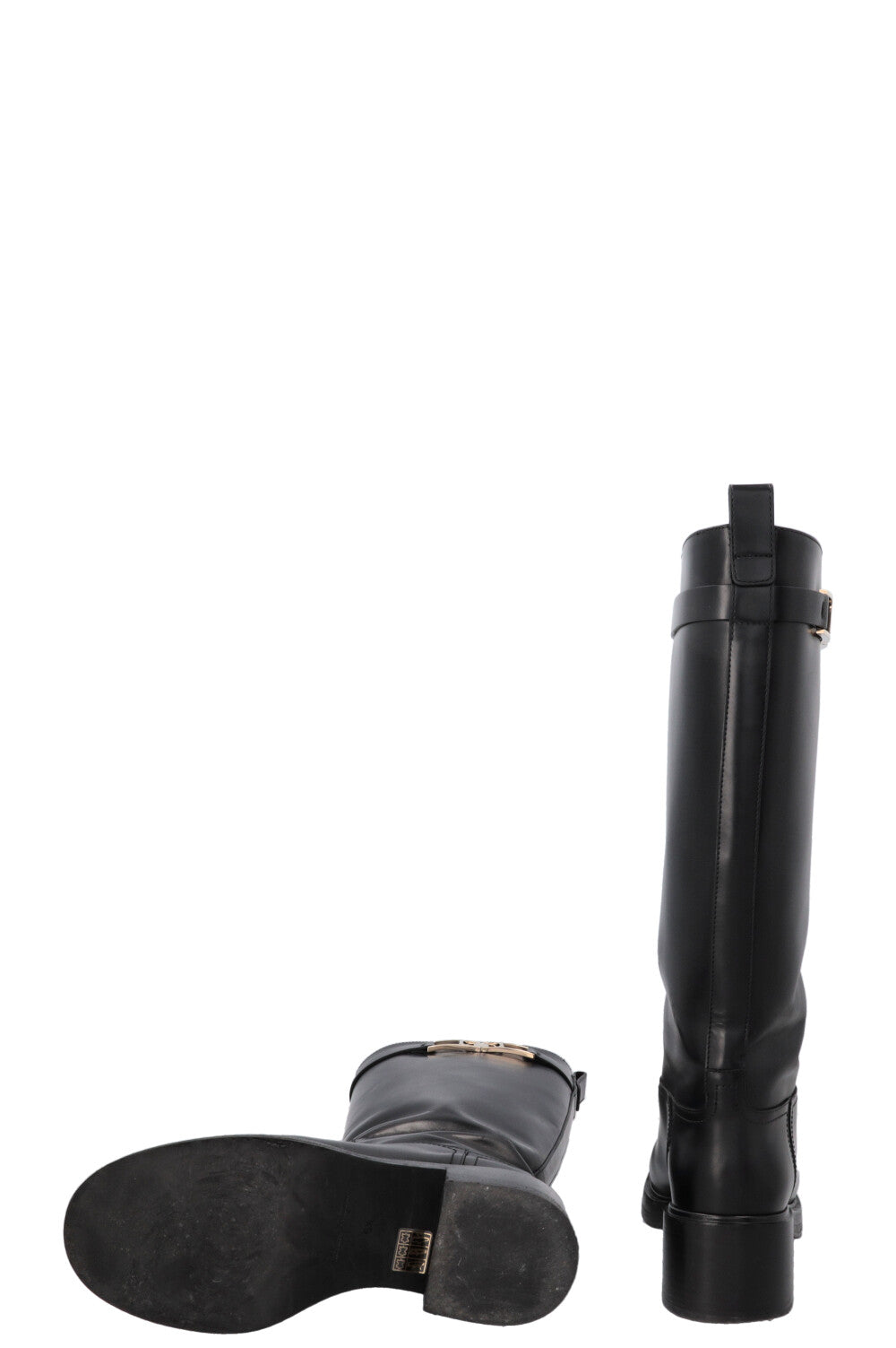 SALVATORE FERRAGAMO Buckled Knee High Boots Black