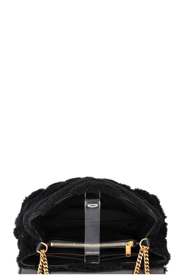 SAINT LAURENT Shearling Loulou Medium Black