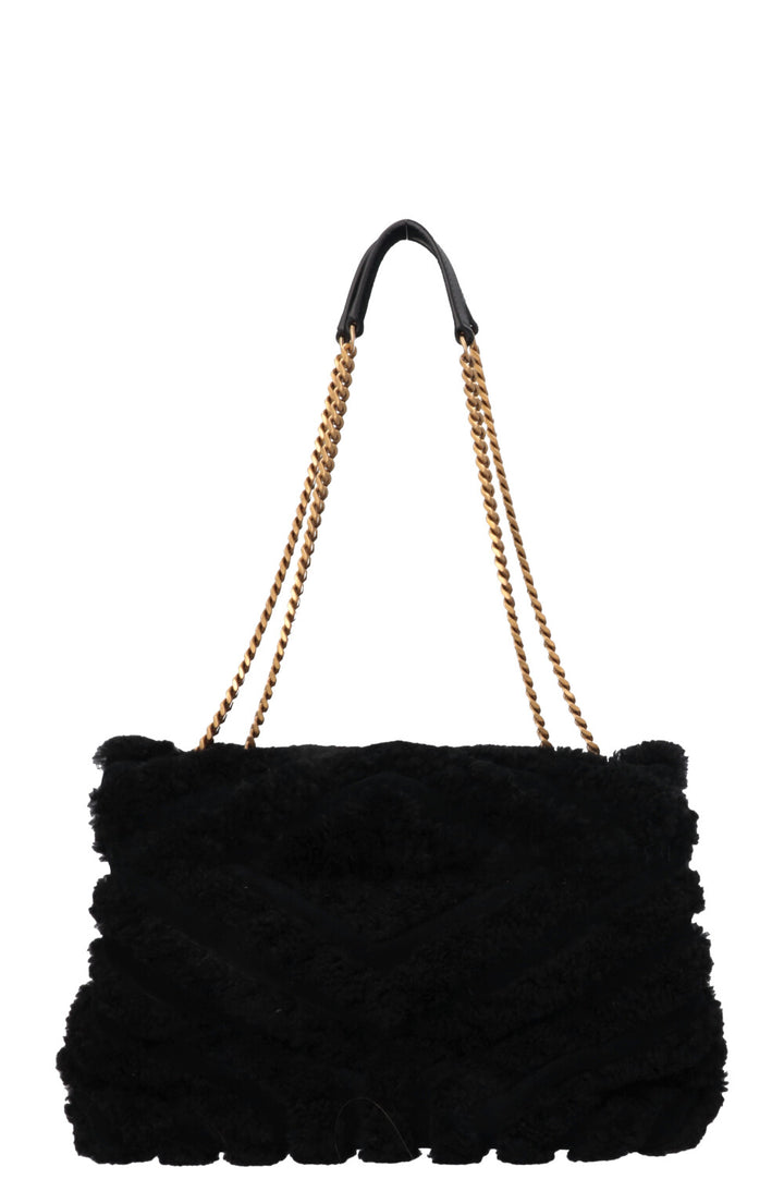 SAINT LAURENT Shearling Loulou Medium Black
