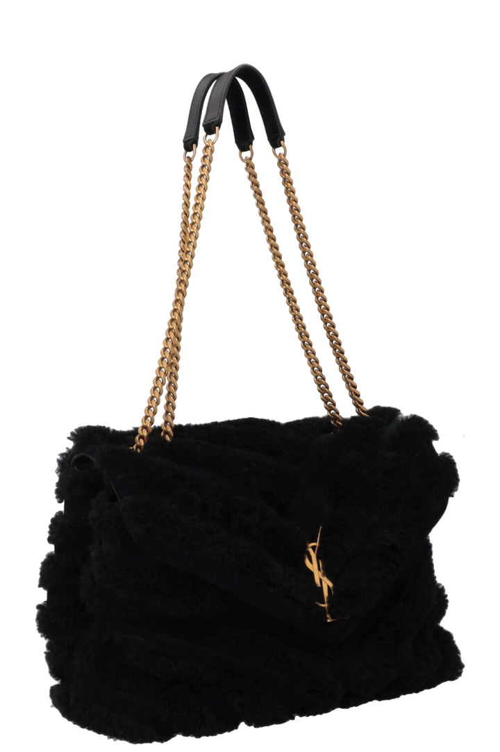 SAINT LAURENT Shearling Loulou Medium Black