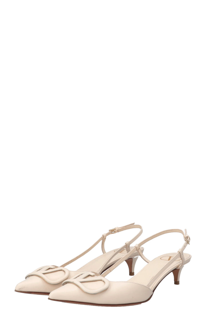 VALENTINO V Logo Signature Slingbacks Ivory