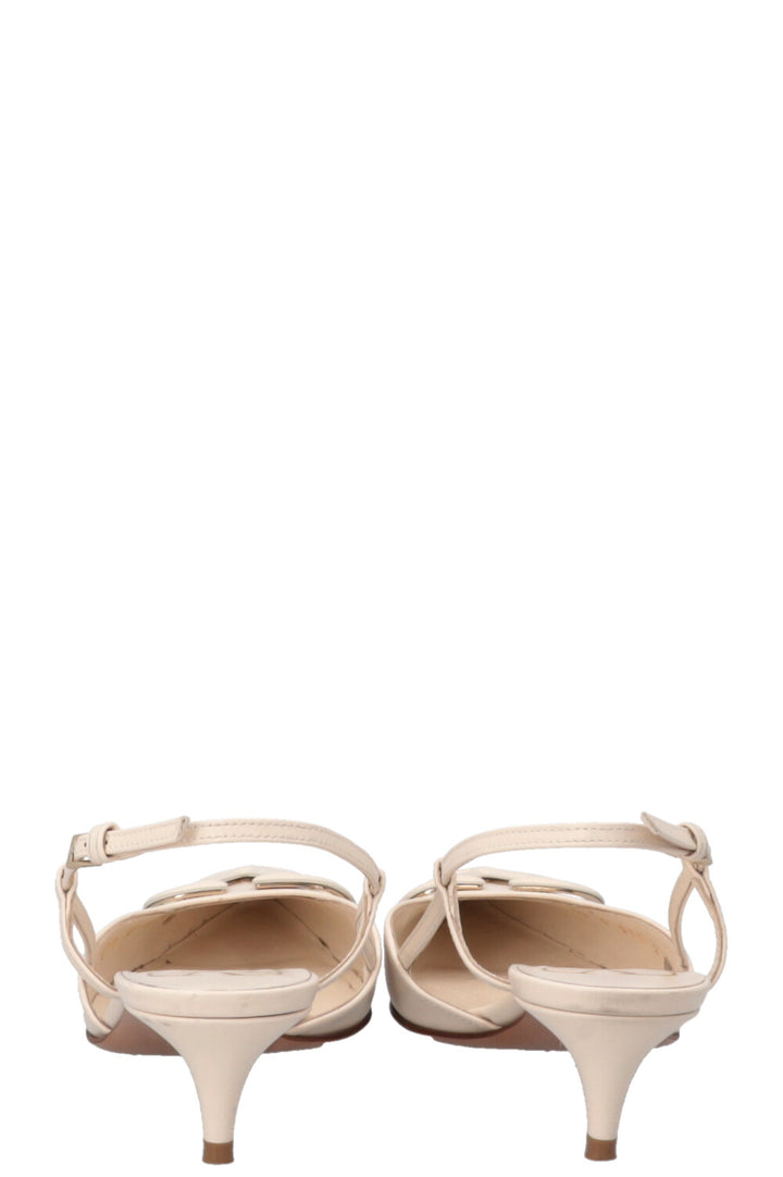 VALENTINO V Logo Signature Slingbacks Ivory