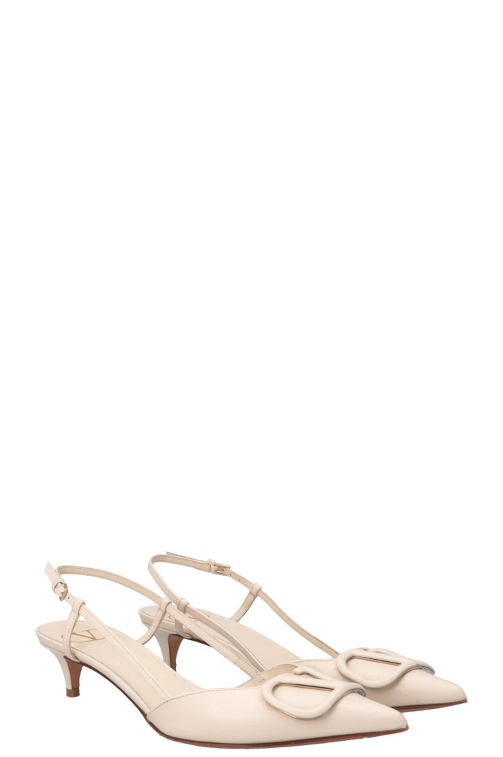 VALENTINO V Logo Signature Slingbacks Ivory