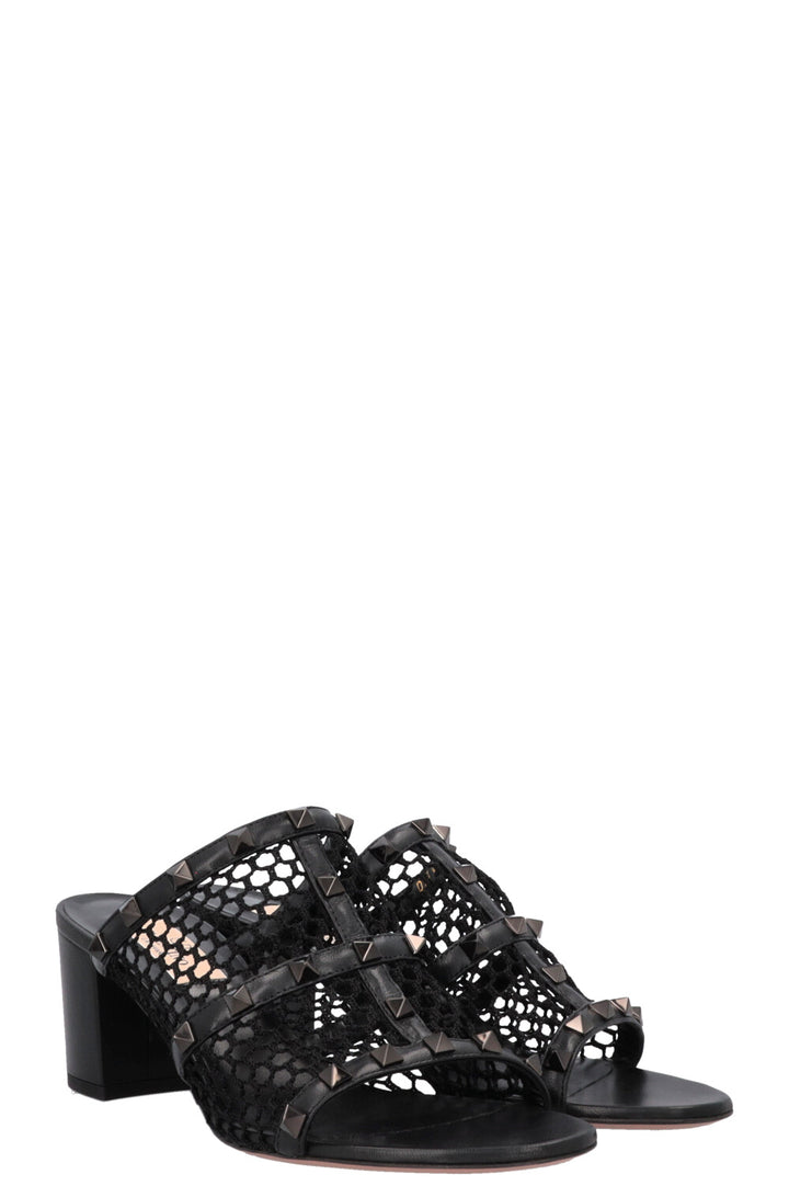 VALENTINO Mesh Rockstud Mules Black