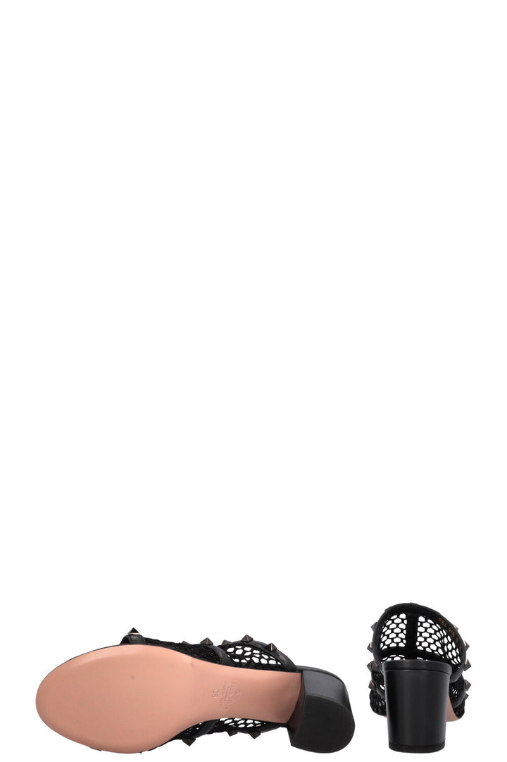 VALENTINO Mesh Rockstud Mules Black
