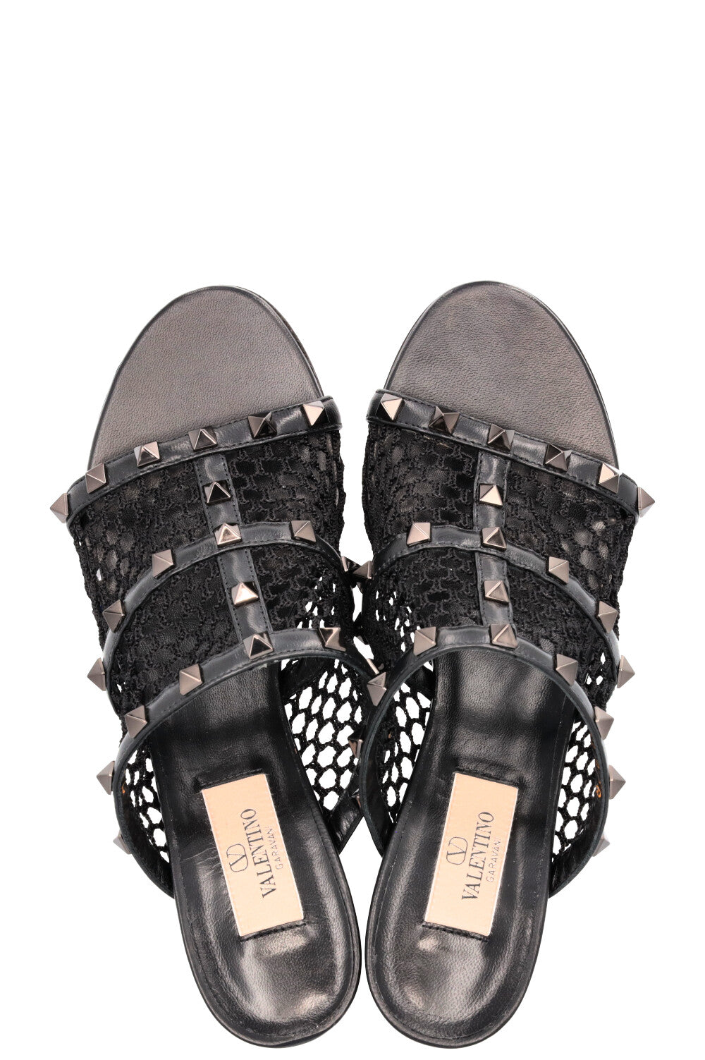 VALENTINO Mesh Rockstud Mules Black