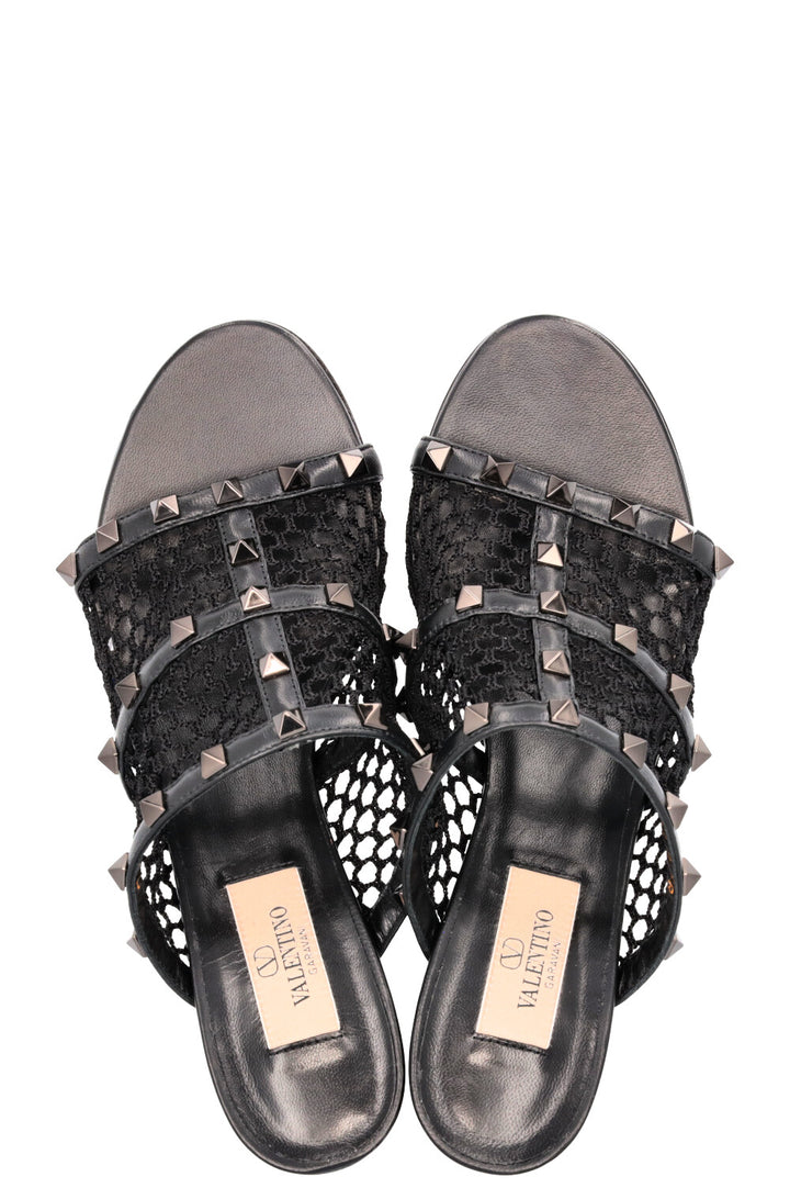 VALENTINO Mesh Rockstud Mules Black