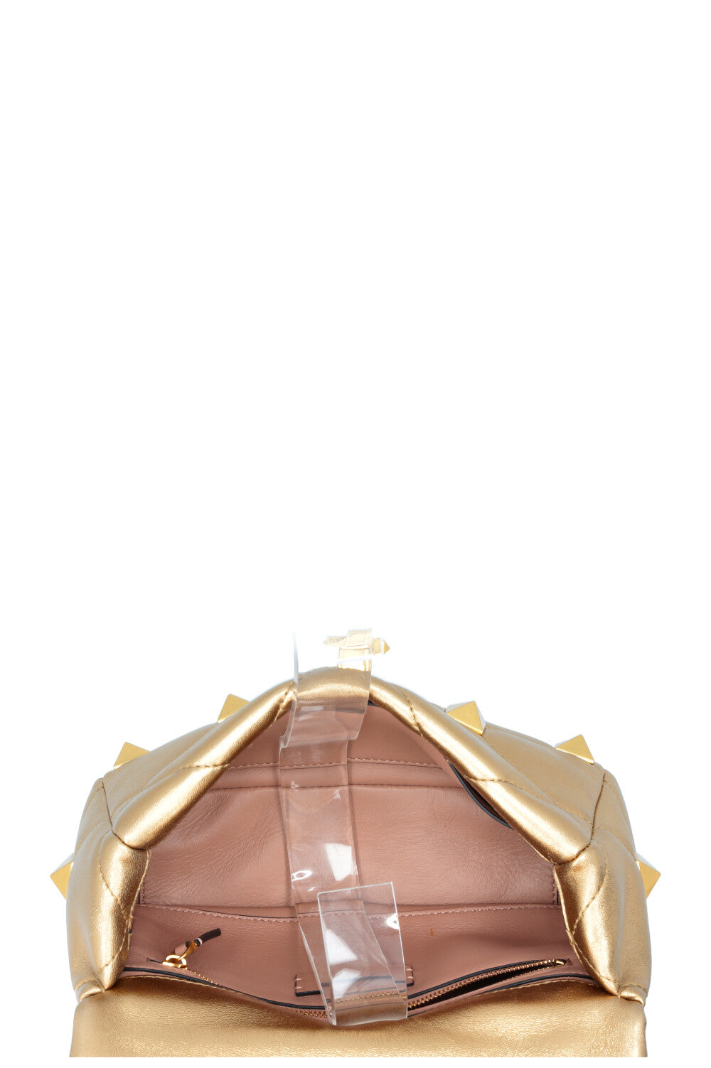 VALENTINO Small Roman Stud Top Handle Bag Gold