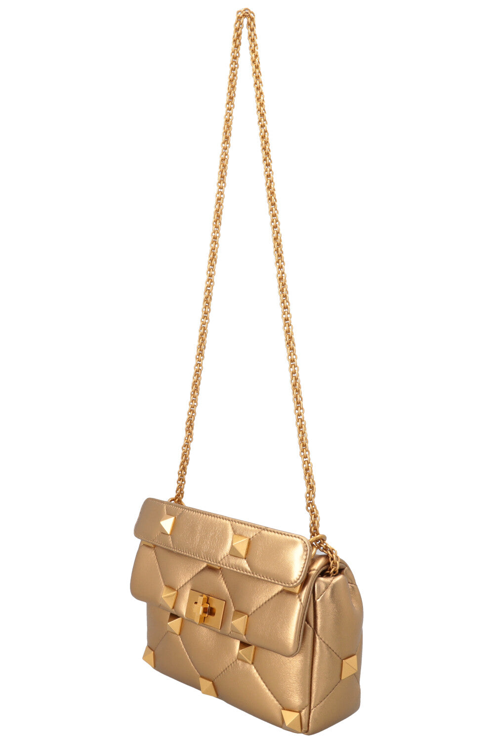 VALENTINO Small Roman Stud Top Handle Bag Gold
