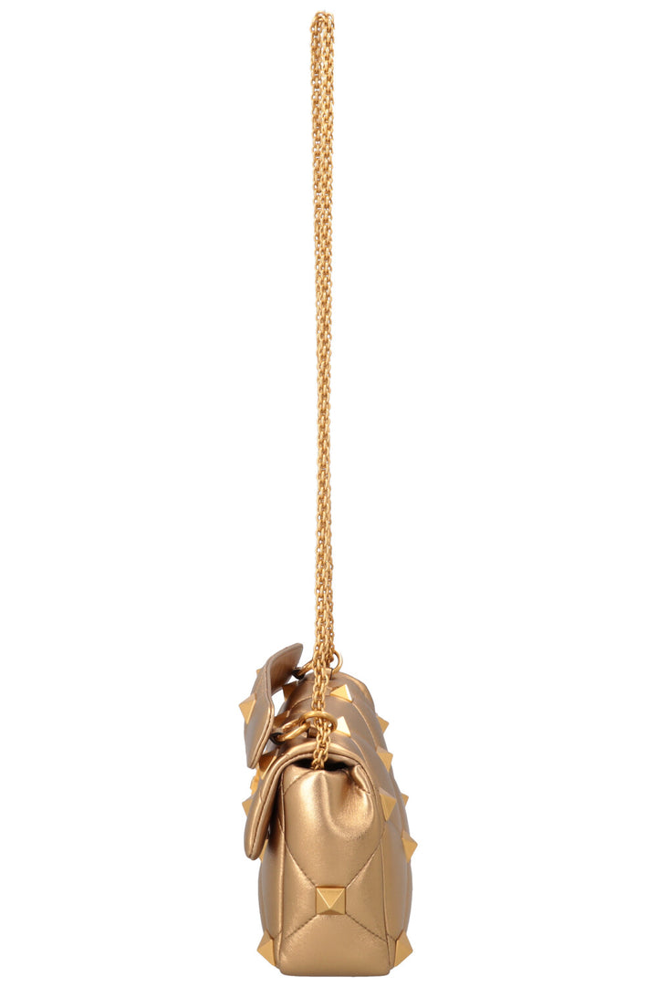 VALENTINO Small Roman Stud Top Handle Bag Gold