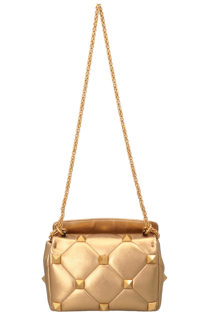 VALENTINO Small Roman Stud Top Handle Bag Gold