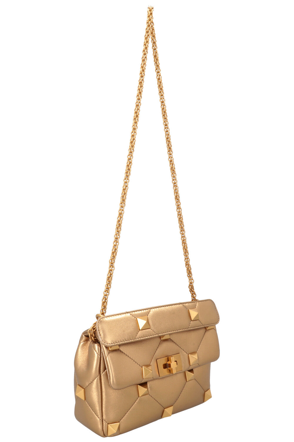 VALENTINO Small Roman Stud Top Handle Bag Gold