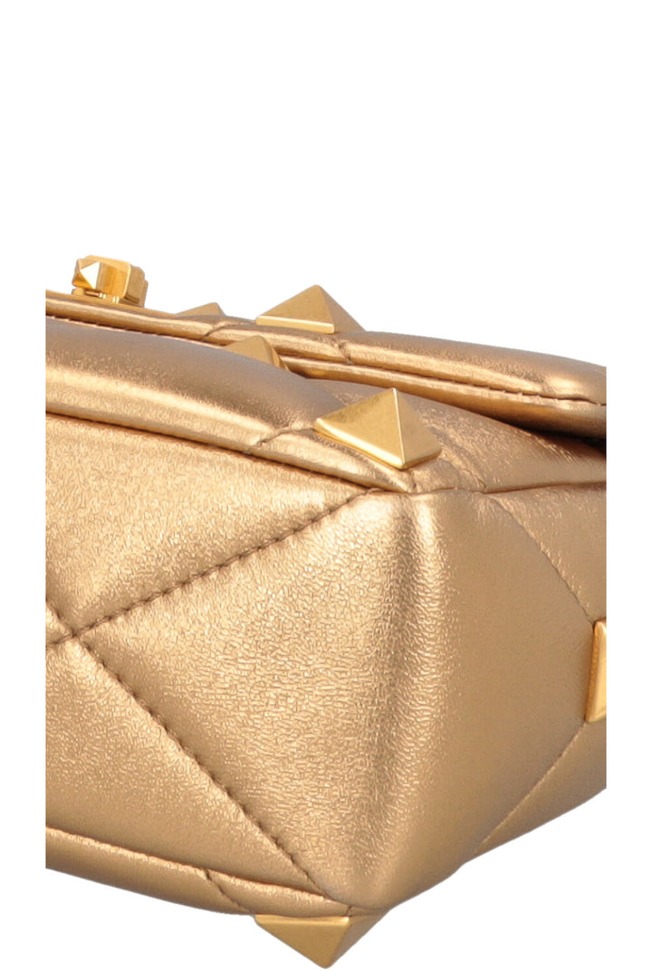 VALENTINO Small Roman Stud Top Handle Bag Gold