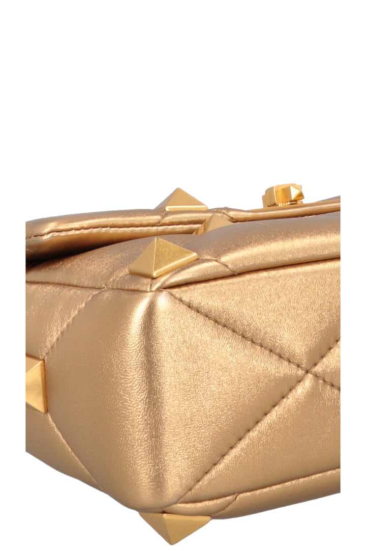 VALENTINO Small Roman Stud Top Handle Bag Gold