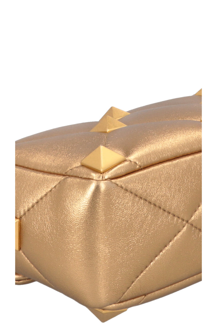 VALENTINO Small Roman Stud Top Handle Bag Gold