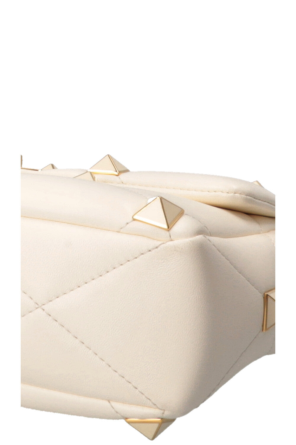 VALENTINO Medium Roman Stud Top Handle Bag Ivory