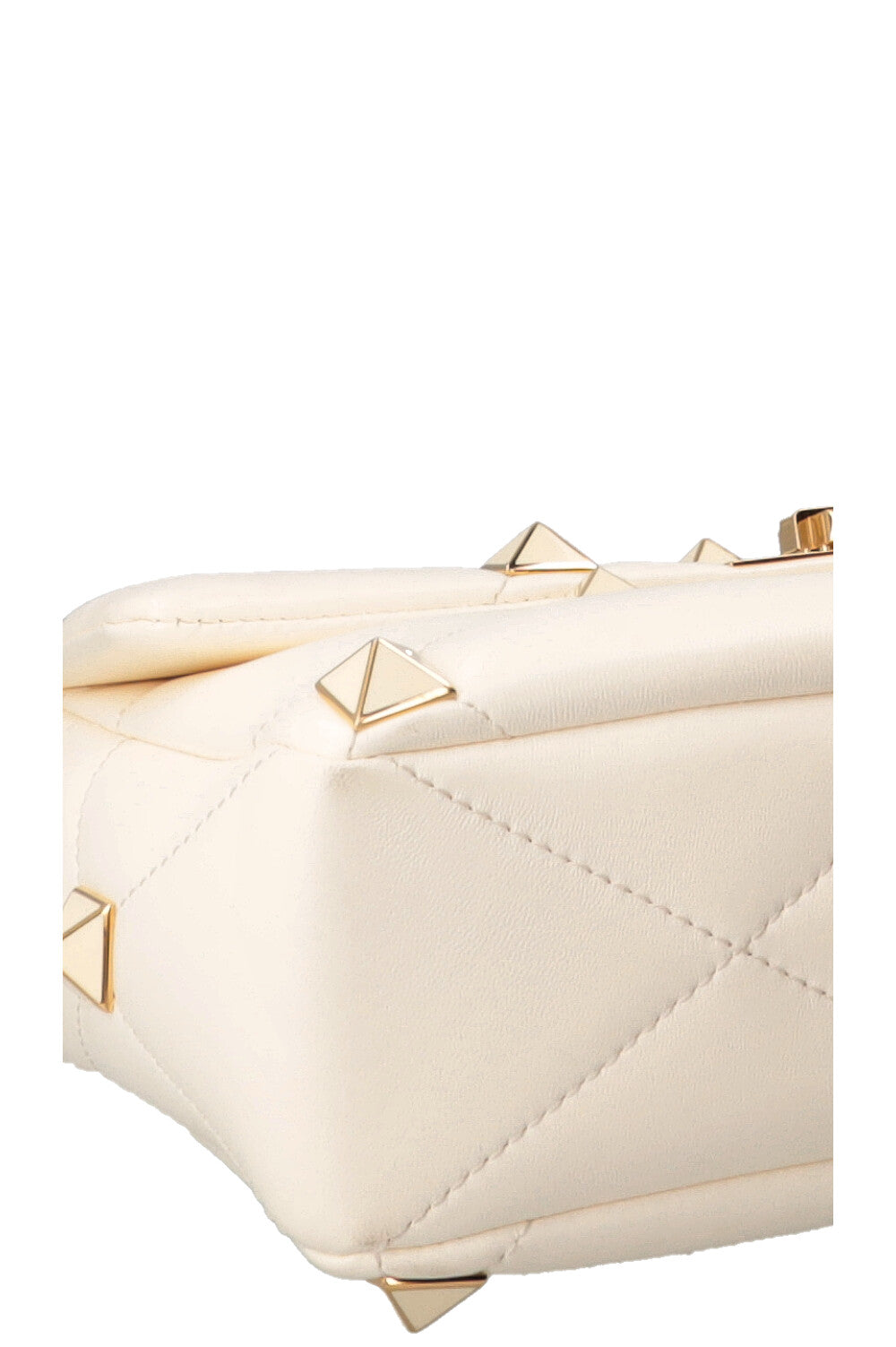 VALENTINO Medium Roman Stud Top Handle Bag Ivory
